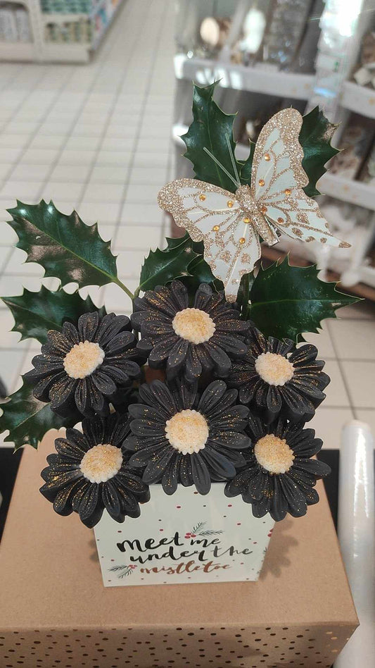 bouquet de Noel noir et or