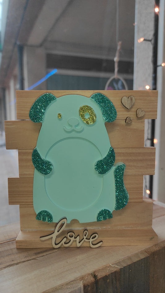 Cadre photo enfant chien vert