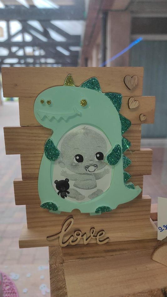 Cadre photo enfant dragon vert